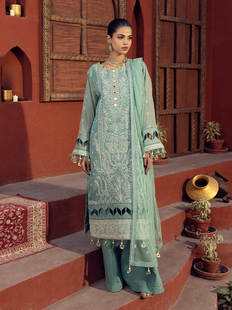 Salitex | Signature Festive Chiffon | SUNW6JI013UT XS Sage Green Zari