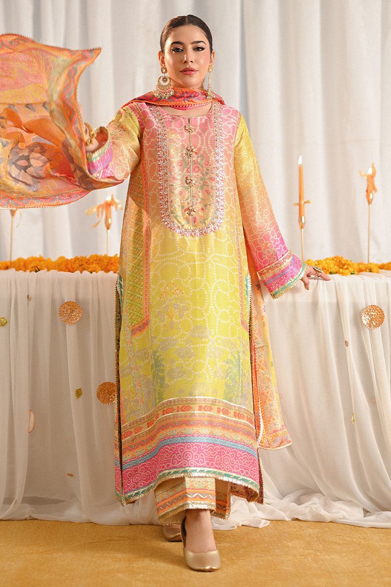 Ansab Jahangir | Digital Silk | Miraal Shirt and Dupatta - Pakistani Designer Dress - by Ansab Jahangir - Type : Ladies Clothes - 100% Original at Saira Sultan
