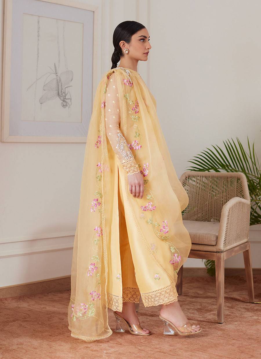 Farah Talib Aziz | Luna Eid Collection 24 | CYRILLA PALE YELLOW - Pakistani Designer Dress - by Farah Talib Aziz | Type: Luxury - 100% Original at Saira Sultan