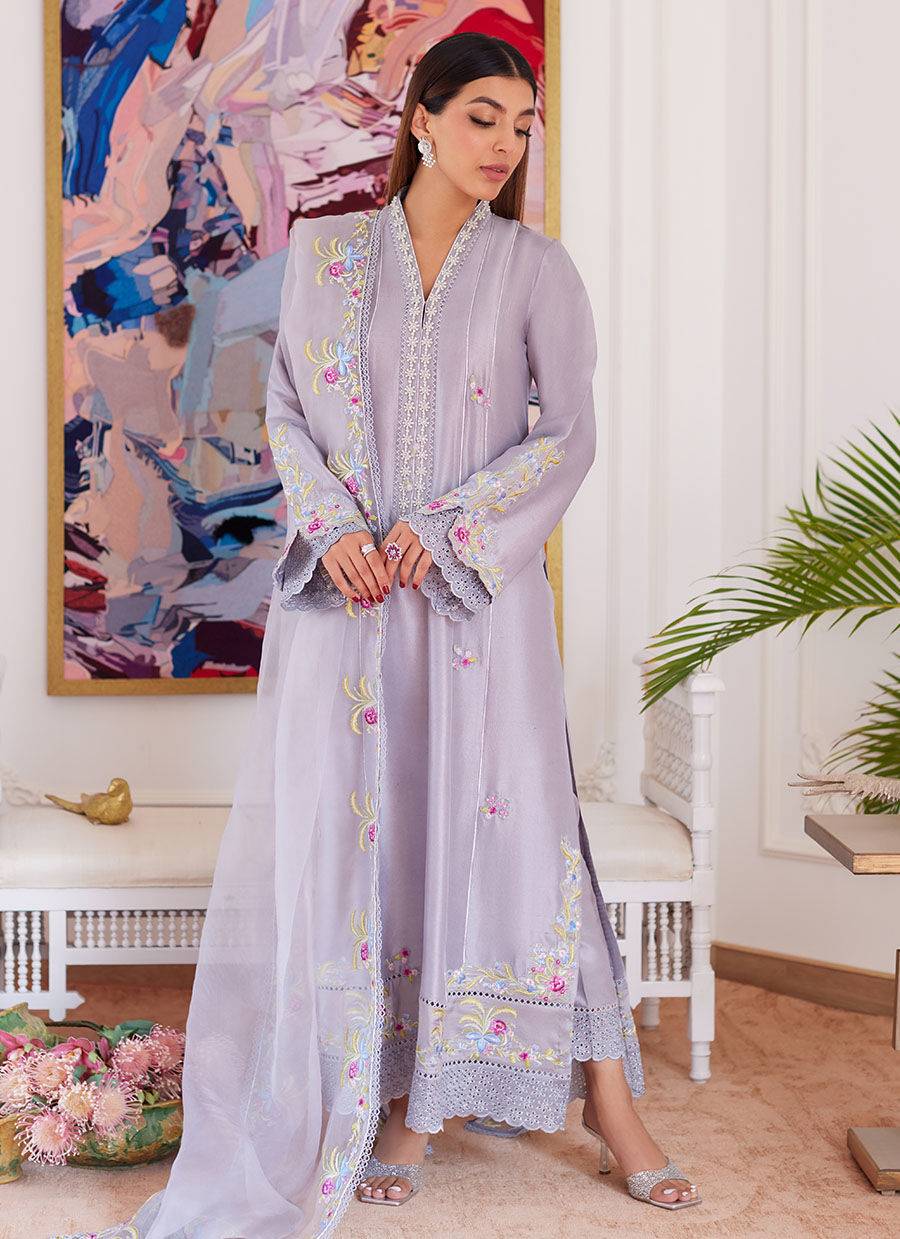 Farah Talib Aziz | Luna Eid Collection 24 | ODETTE SILVER GREY - Pakistani Designer Dress - by Farah Talib Aziz | Type: Luxury - 100% Original at Saira Sultan
