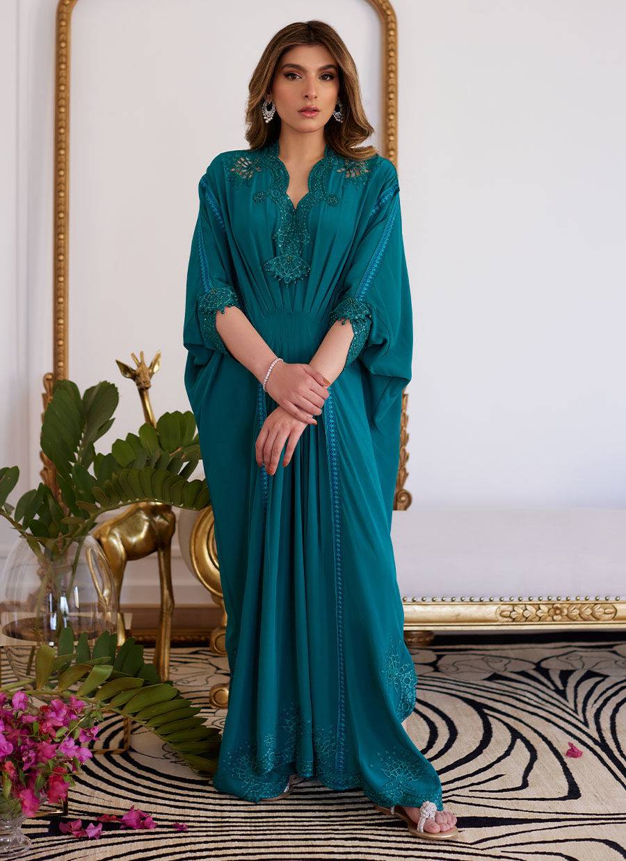 Farah Talib Aziz | Luna Eid Collection 24 | EMMELINE EMERALD CREPE - Pakistani Designer Dress - by Farah Talib Aziz | Type: Luxury - 100% Original at Saira Sultan
