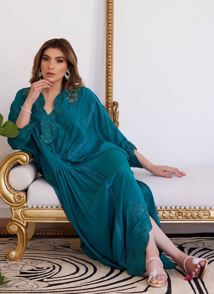 Farah Talib Aziz | Luna Eid Collection 24 | EMMELINE EMERALD CREPE - Pakistani Designer Dress - by Farah Talib Aziz | Type: Luxury - 100% Original at Saira Sultan