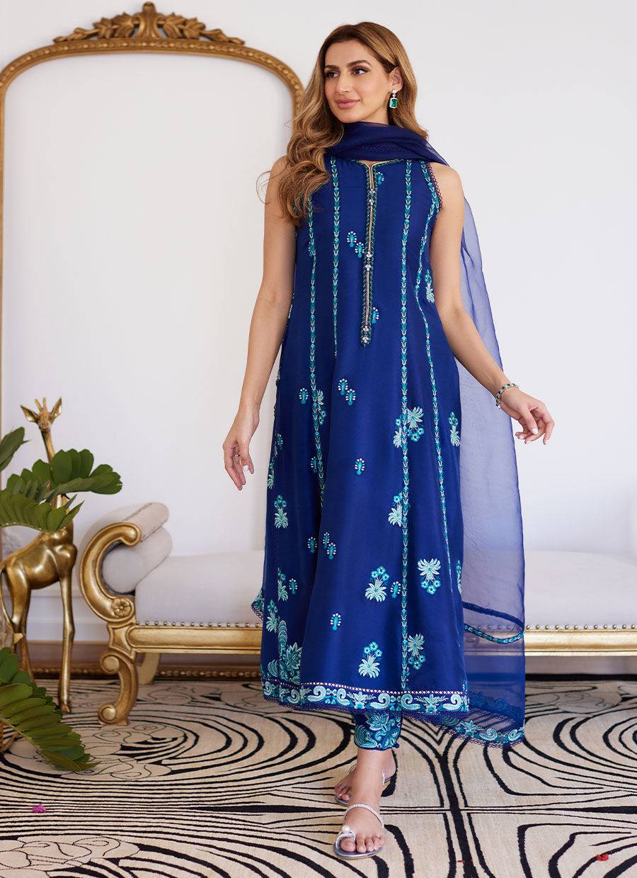 Farah Talib Aziz | Luna Eid Collection 24 | ELSYEE ROYAL BLUE - Pakistani Designer Dress - by Farah Talib Aziz | Type: Luxury - 100% Original at Saira Sultan