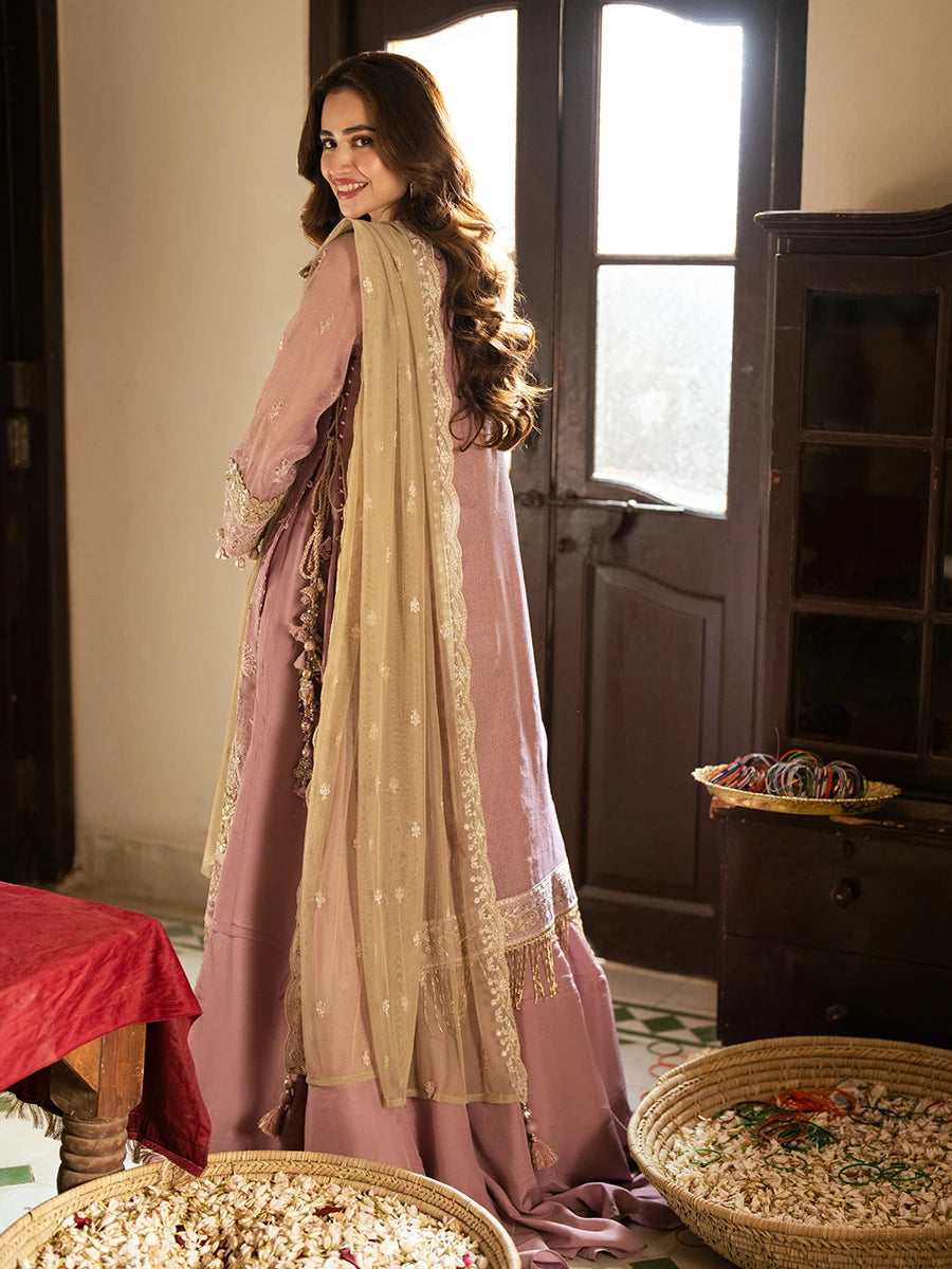 Salitex | Signature Festive Chiffon | SUNW6JI047UT S Pinkish Gray Khaddi Net