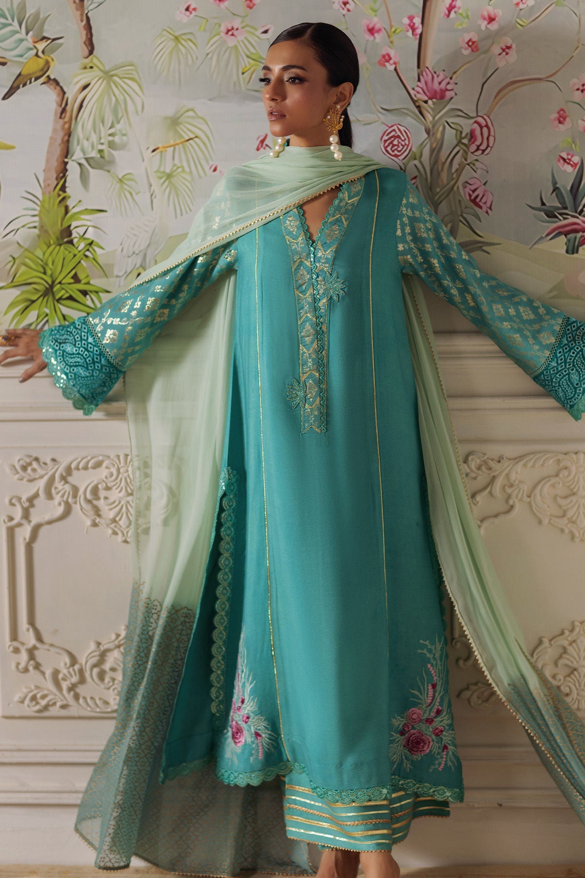 Annus Abrar | Elemental Festive | Reshaal (Shirt, Pants and Dupatta) - Pakistani Designer Dress - by Annus Abrar - Type : Ladies Clothes - 100% Original at Saira Sultan