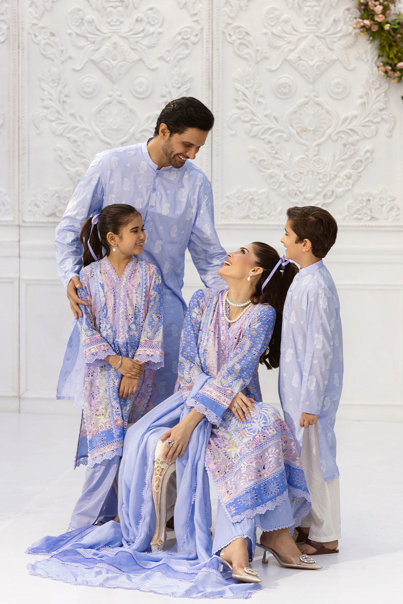 Ansab Jahangir | Wien Family Edit 25 | Mireya XL Light Blue Gray Schiffli