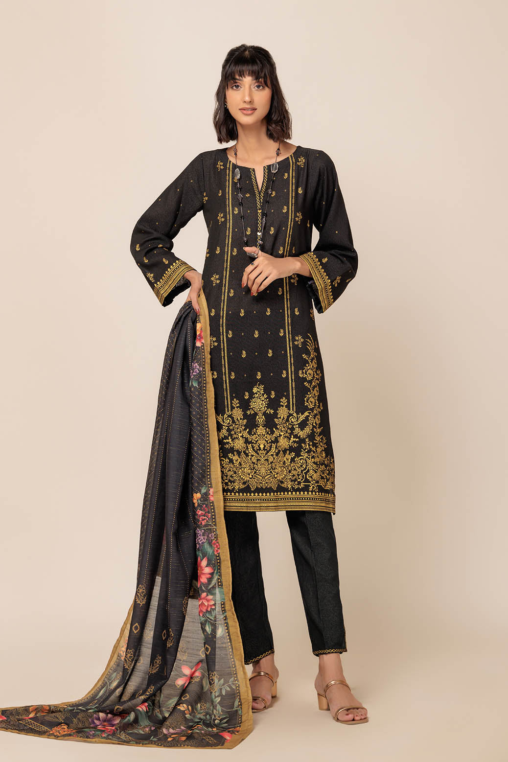 Bonanza Satrangi | Fragile Sprout 3 Pc (W23S63P12) Black