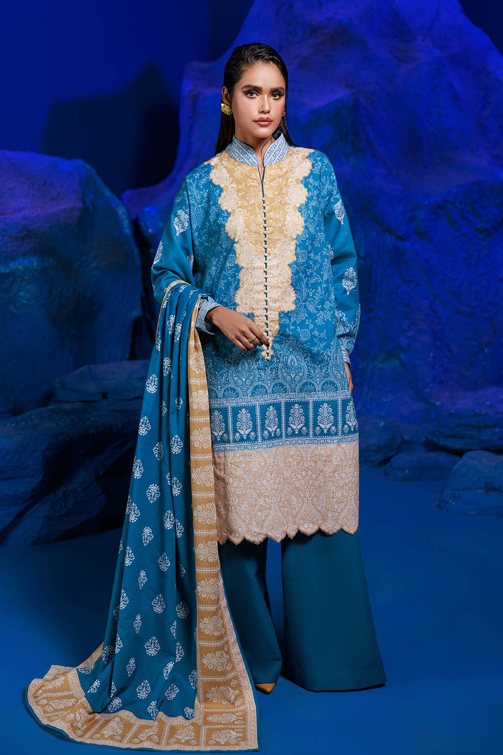 Bonanza Satrangi | Sundust 3 Pc (2W24P3P346) Blue