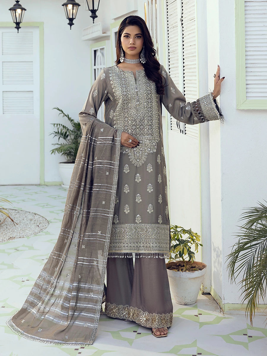 Salitex | Signature Festive Chiffon | SUNW6NO009UT L Gray Cotton Silk