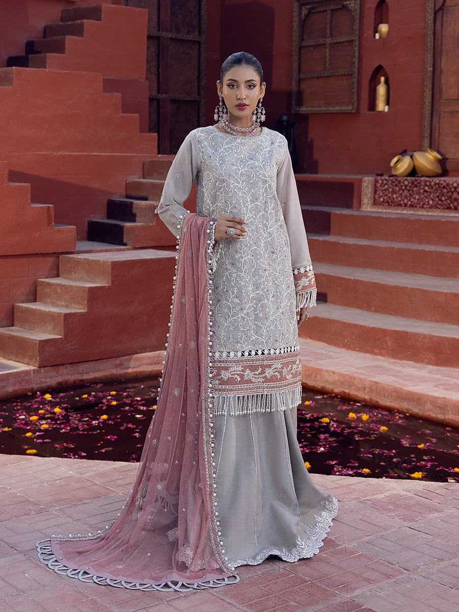 Salitex | Signature Festive Chiffon | SUNW6JI014UT M Light Gray Zari