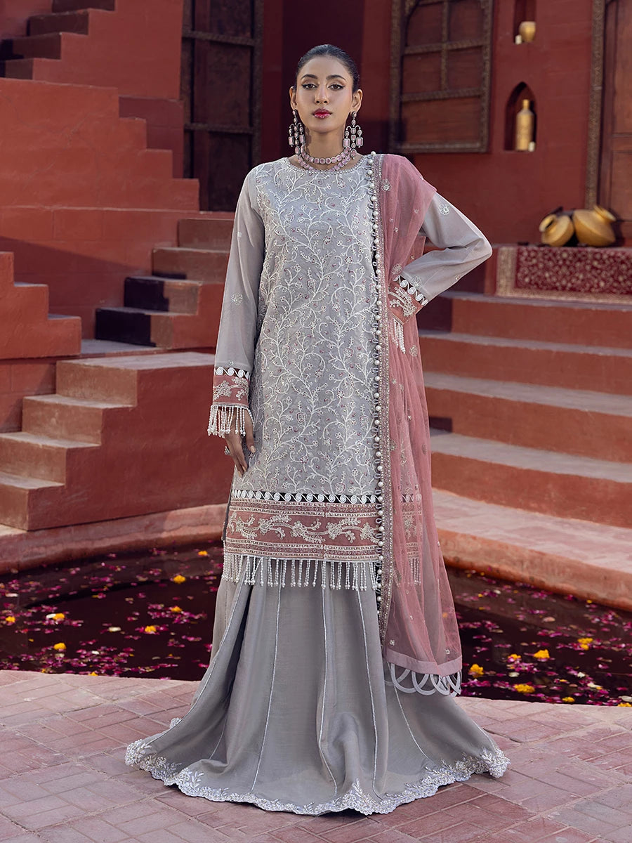 Salitex | Signature Festive Chiffon | SUNW6JI014UT XS Light Gray Zari