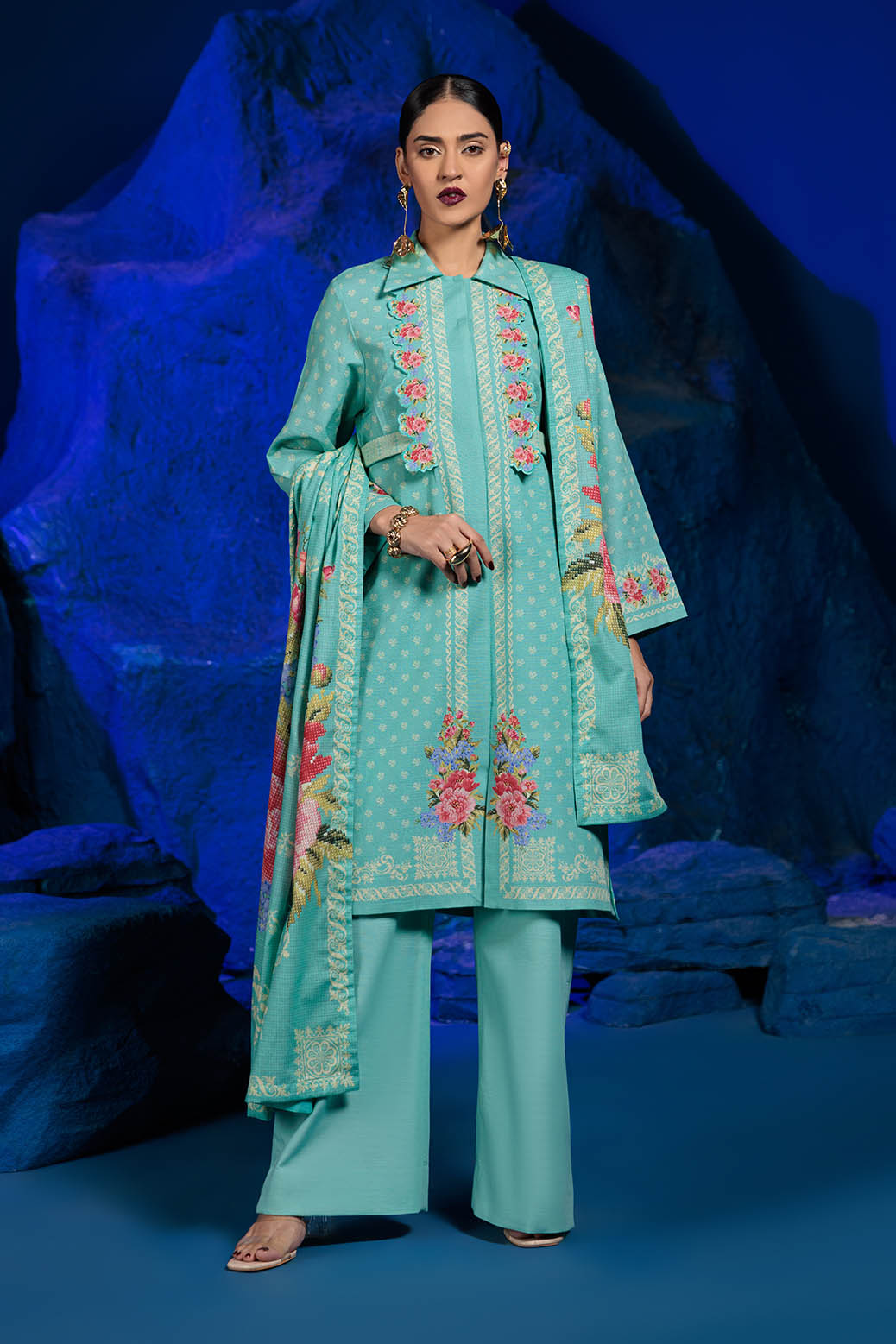 Bonanza Satrangi | Artistic Aura 3 Pc (1W24P3P245) Aqua
