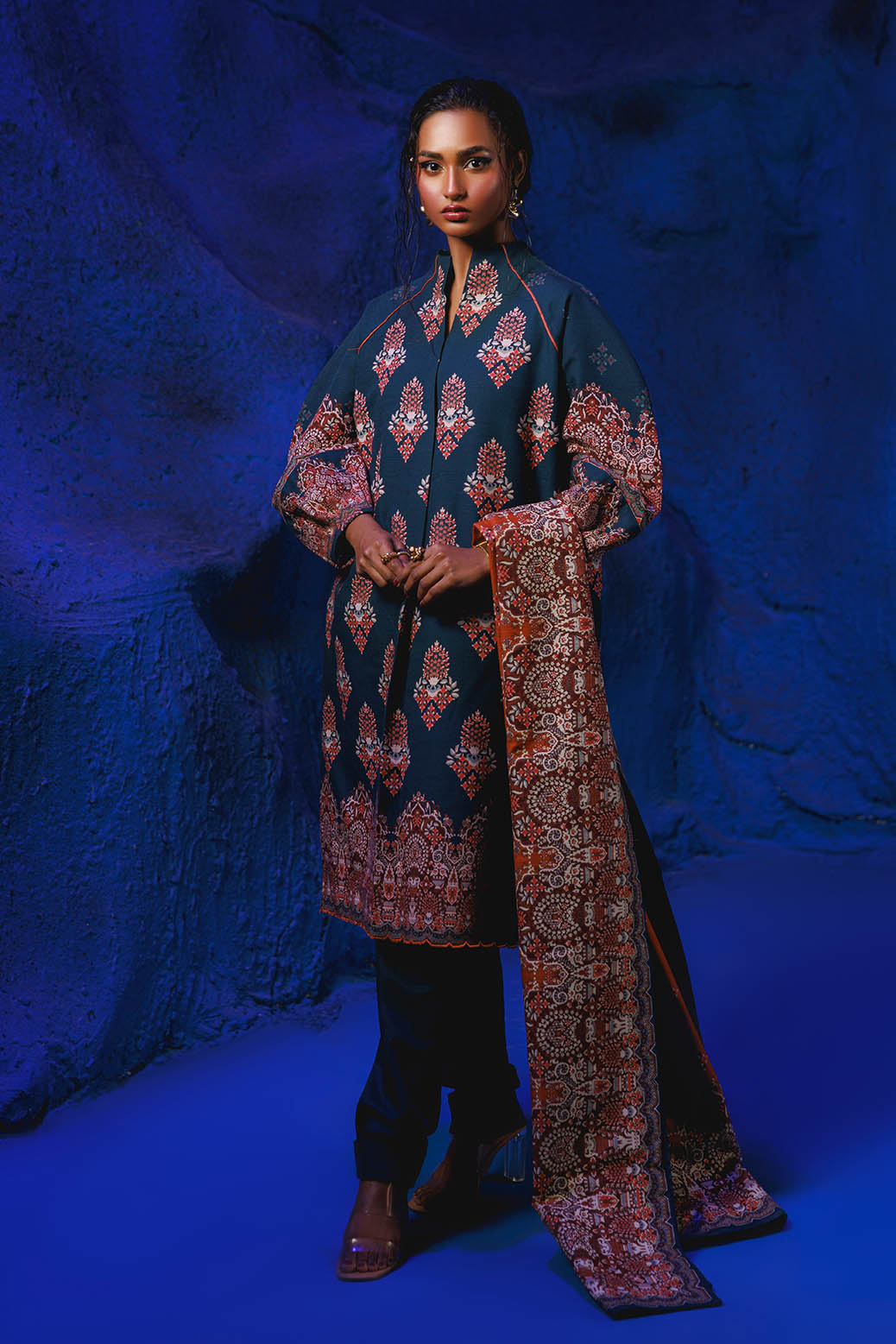 Bonanza Satrangi | Moonlit Ocean 3 Pc (1W24P3P239) Blue