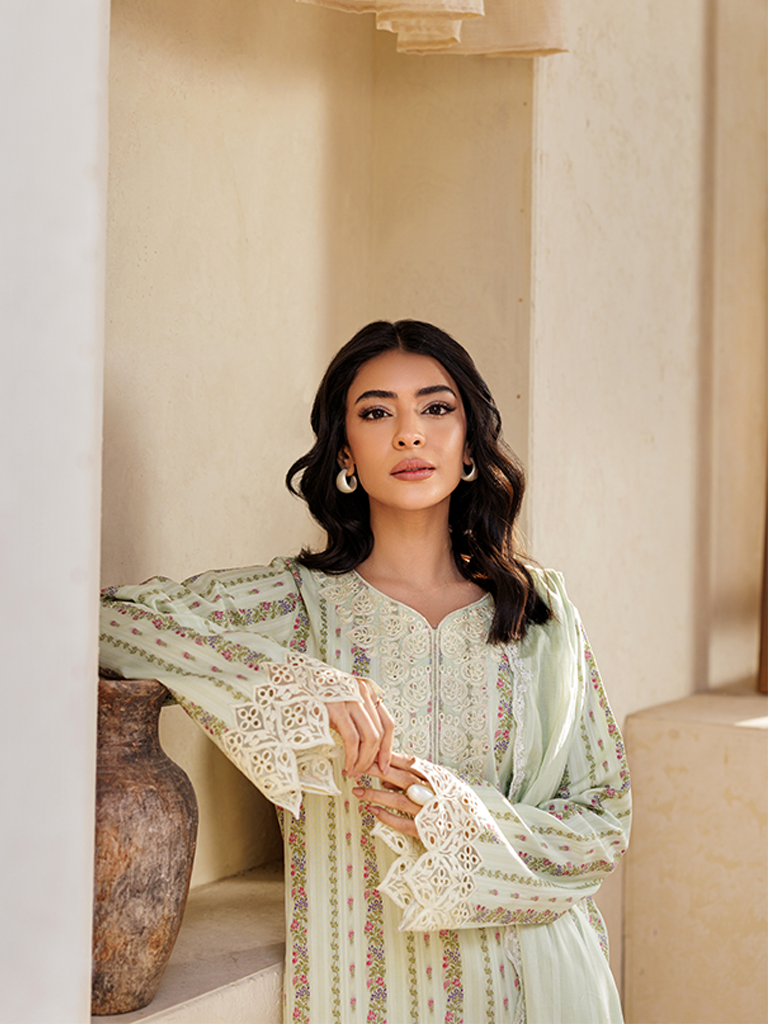 Rajbari | Amari Hybrid Jacquard Edition | Amari Jacquard - 10 L Mint Green Jacquard Lawn