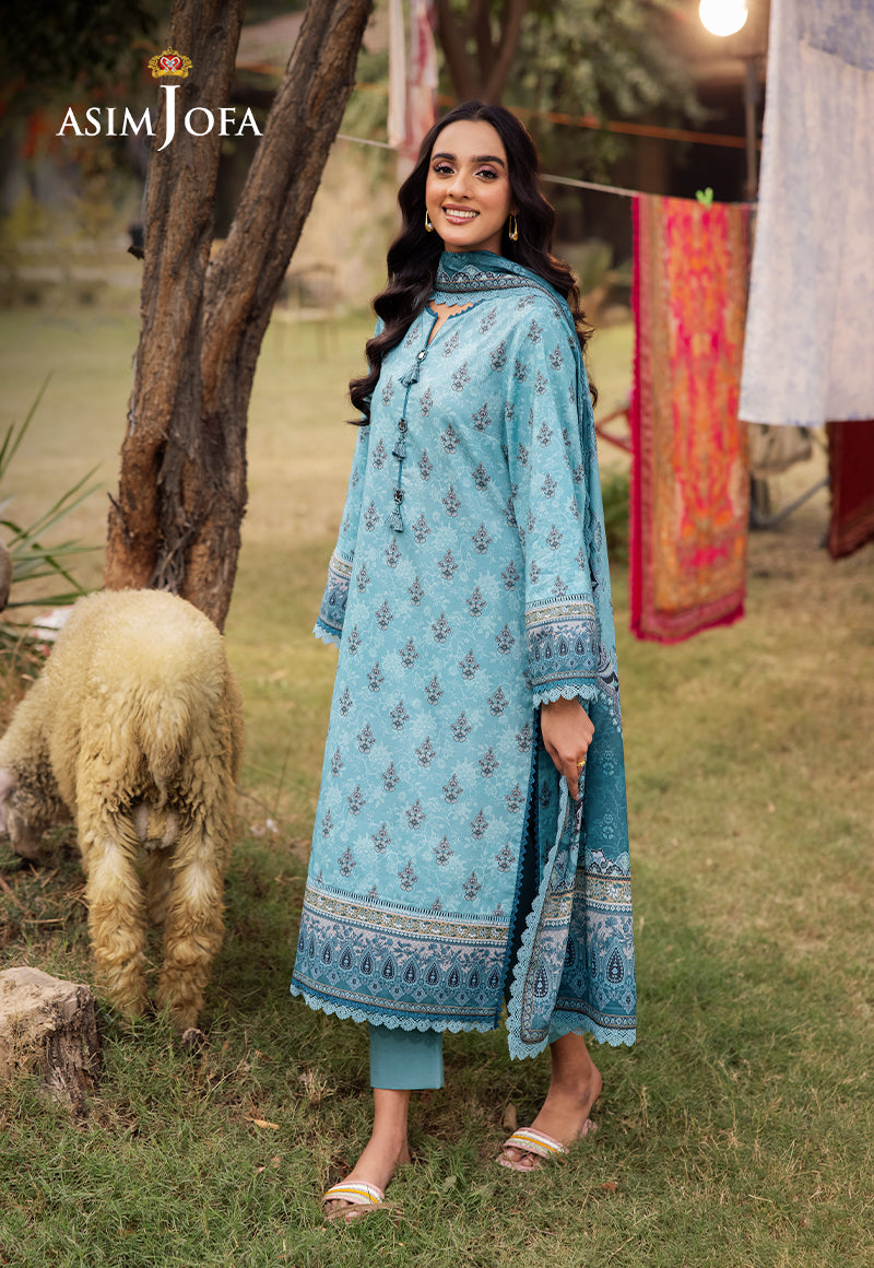 Asim Jofa | Prints Drop 2 | AJUBJ-46 M Sky Blue Lawn