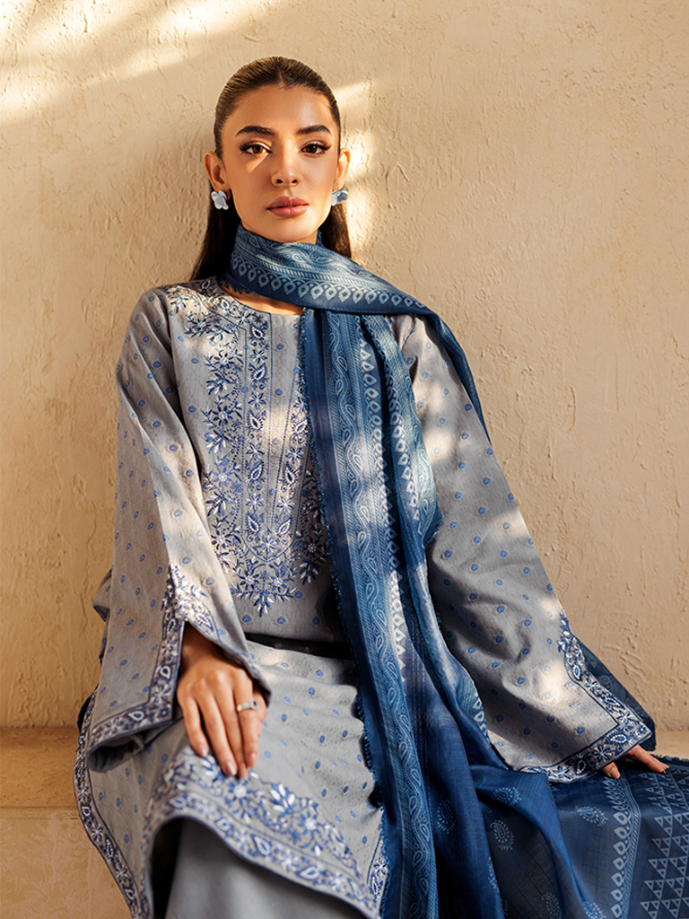 Rajbari | Amari Hybrid Jacquard Edition | Amari Jacquard - 09 XL Blue Gray Jacquard Lawn