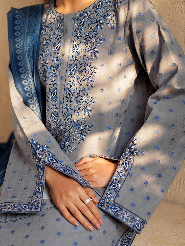 Rajbari | Amari Hybrid Jacquard Edition | Amari Jacquard - 09 M Blue Gray Jacquard Lawn