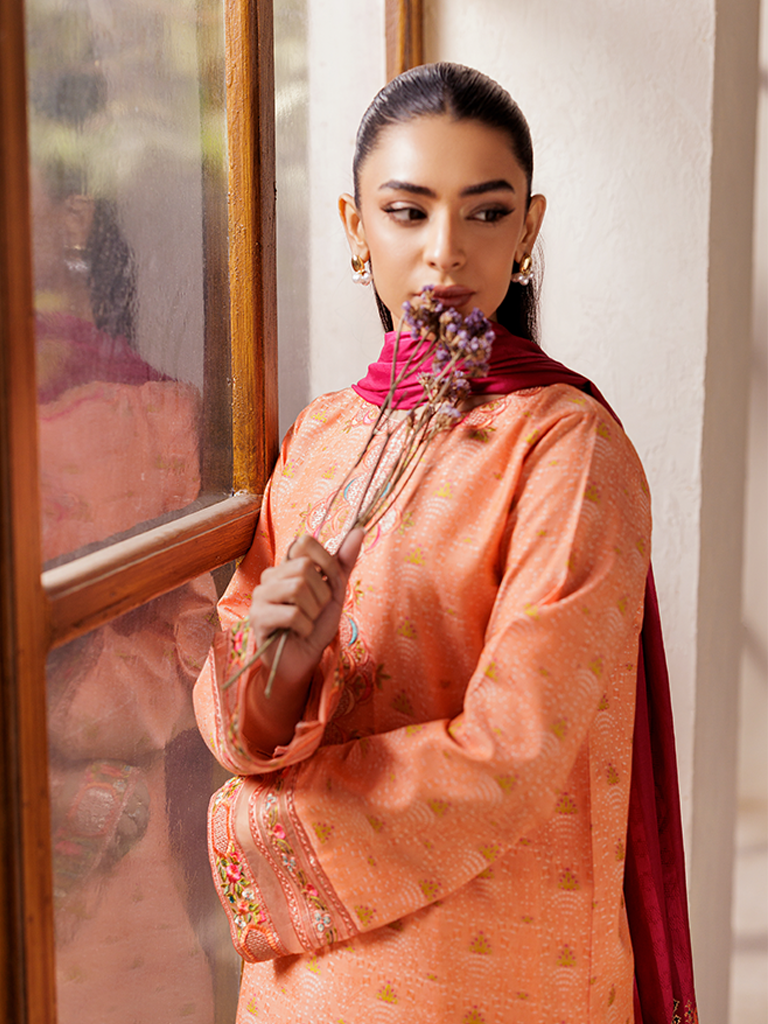 Rajbari | Amari Hybrid Jacquard Edition | Amari Jacquard - 04 XL Orange Jacquard Lawn