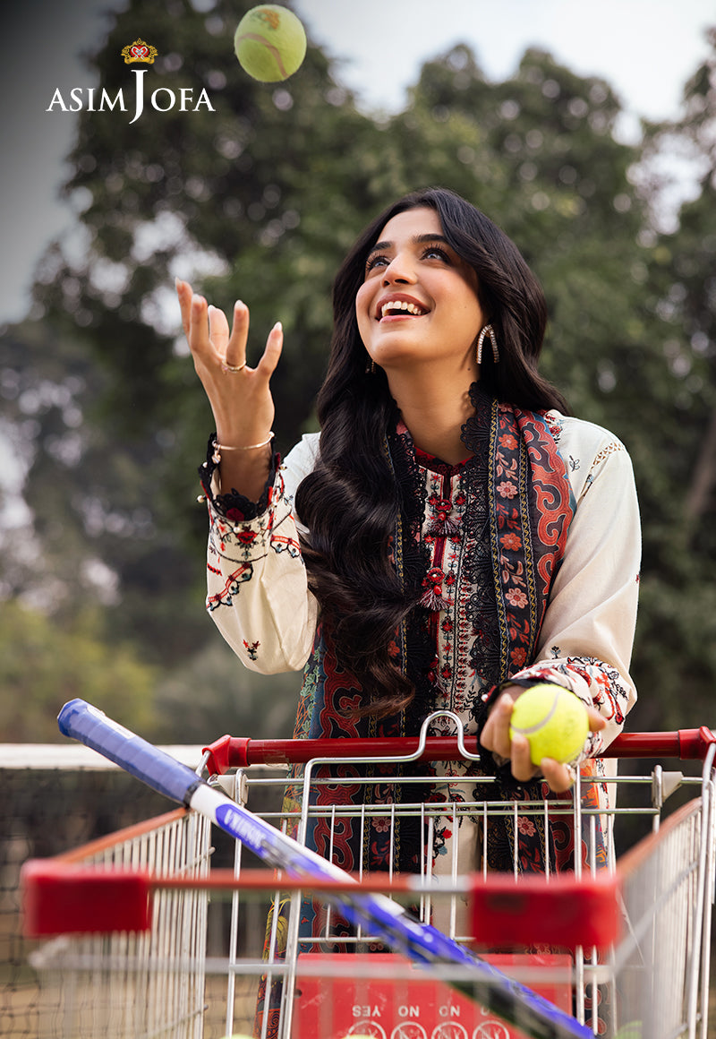 Asim Jofa | Prints Drop 2 | AJUBJ-14 Custom Size Ivory Lawn
