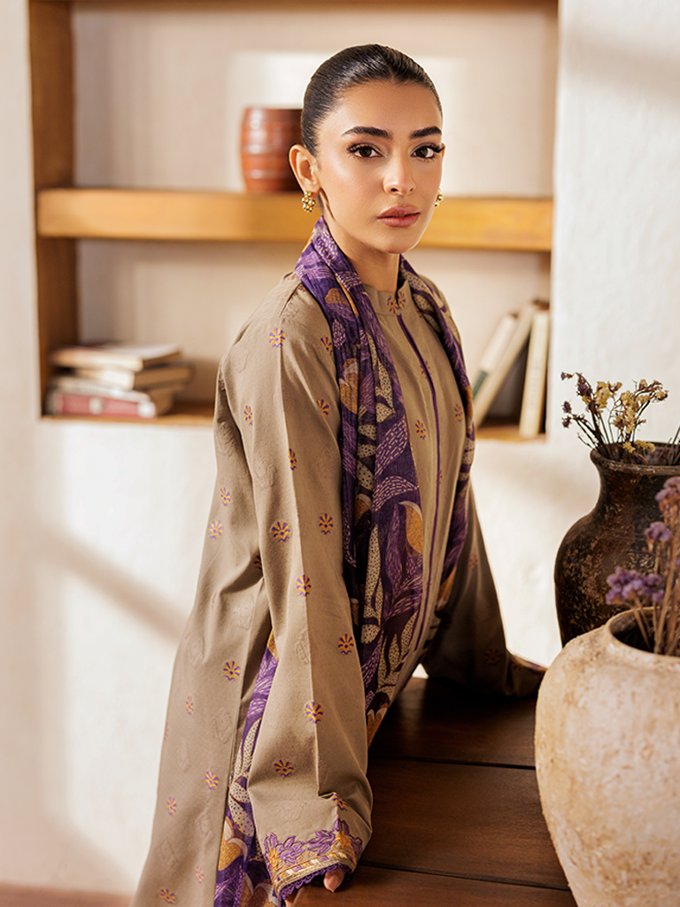 Rajbari | Amari Hybrid Jacquard Edition | Amari Jacquard - 07 Custom Size Taupe Jacquard Lawn