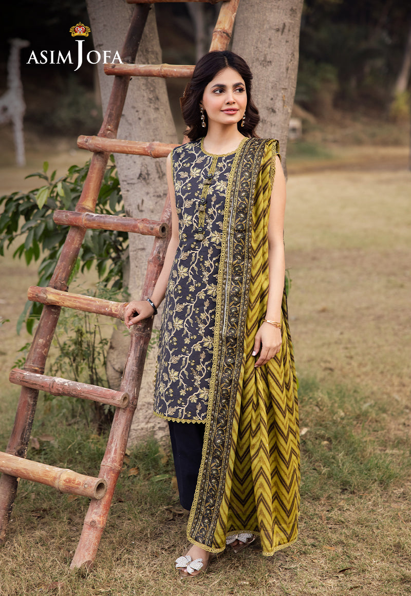 Asim Jofa | Prints Drop 2 | AJUBJ-26 XL Black Lawn