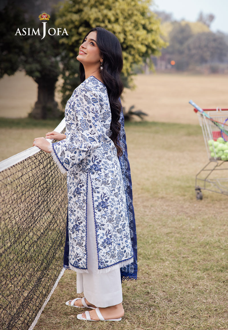 Asim Jofa | Prints Drop 2 | AJUBJ-35 S White Lawn