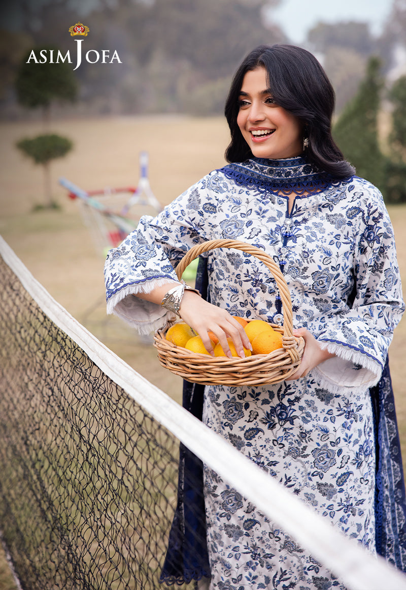 Asim Jofa | Prints Drop 2 | AJUBJ-35 L White Lawn