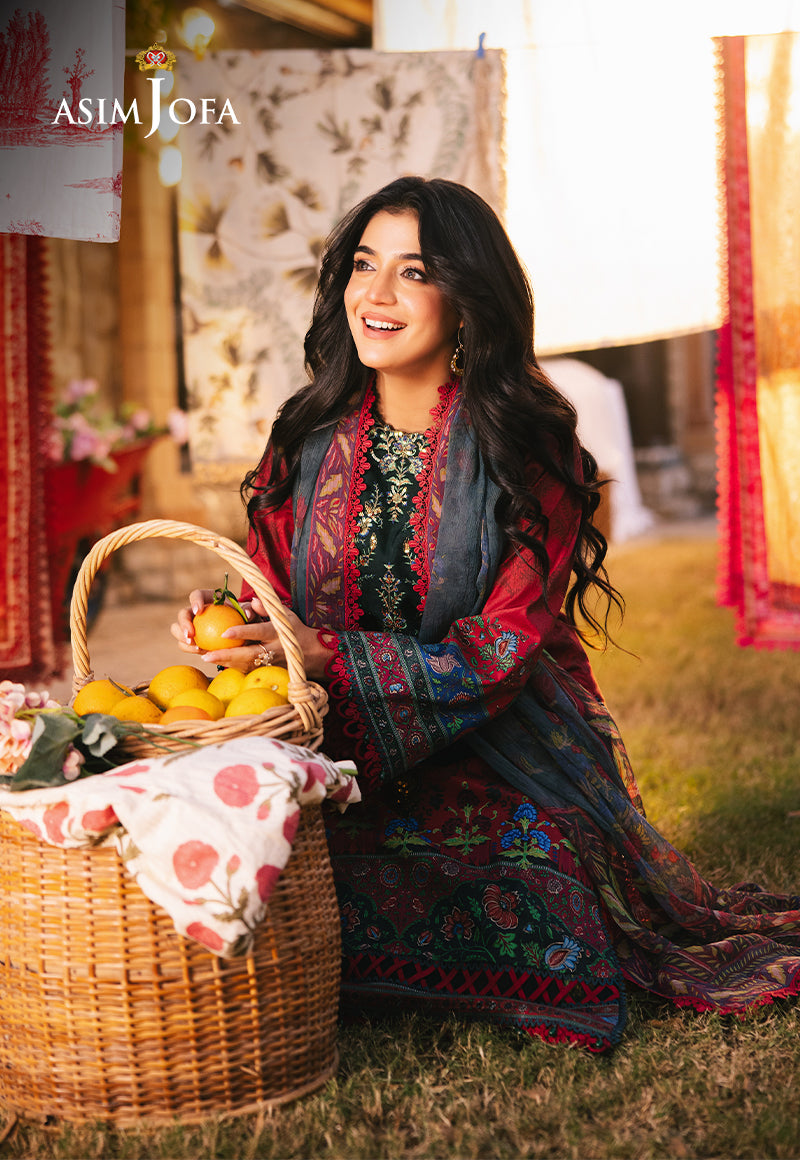 Asim Jofa | Prints Drop 2 | AJUBJ-06 Custom Size Haute Red Lawn