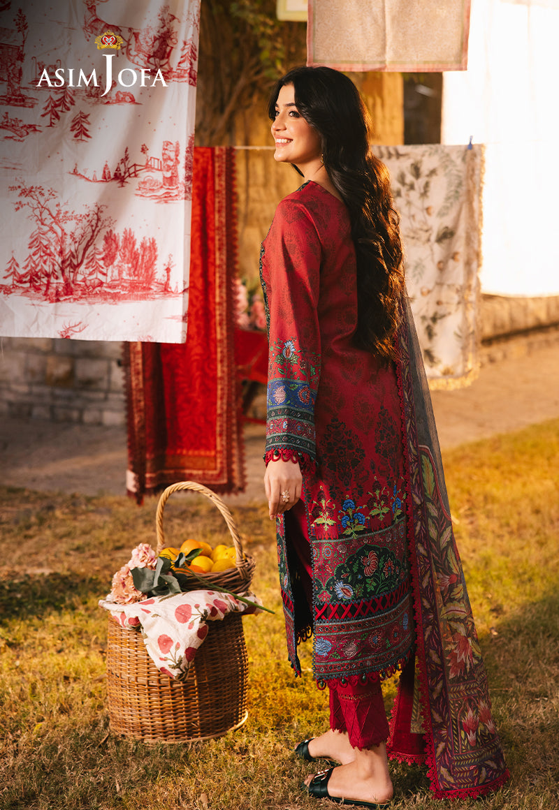 Asim Jofa | Prints Drop 2 | AJUBJ-06 S Haute Red Lawn