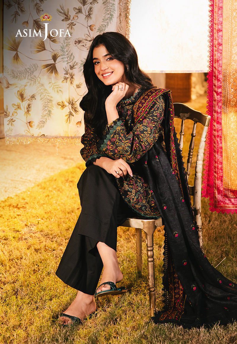 Asim Jofa | Prints Drop 2 | AJUBJ-25 Custom Size Black Lawn