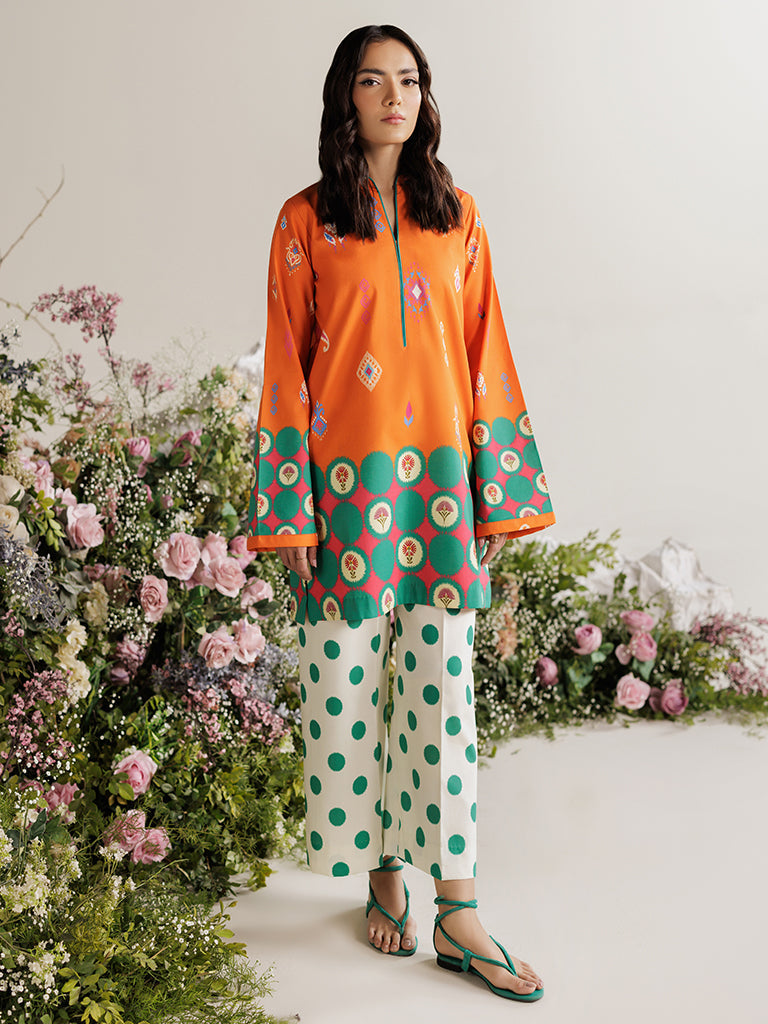 Rajbari | Amal Summer Prints Exclusive | Amal Summer Prints - 11 XS Orange Lawn