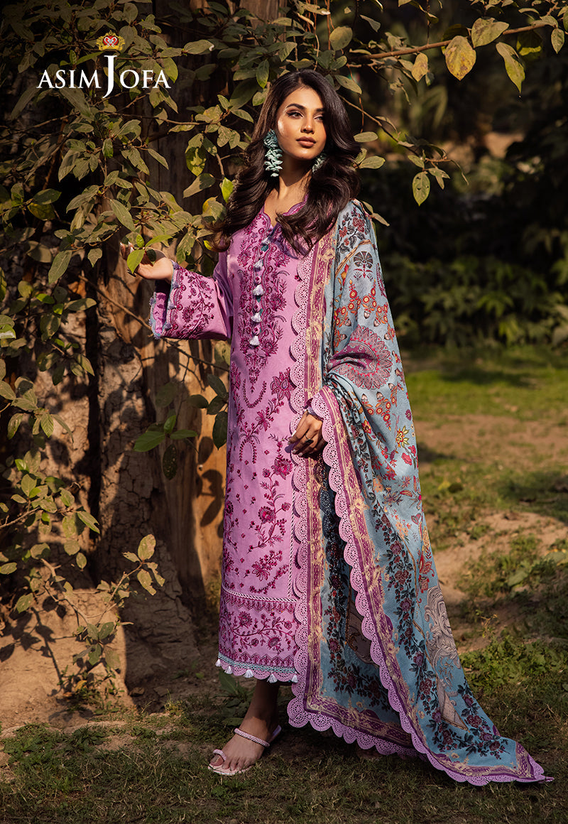 Asim Jofa | Prints Drop 2 | AJUBJ-13 XL Purple Gray Lawn