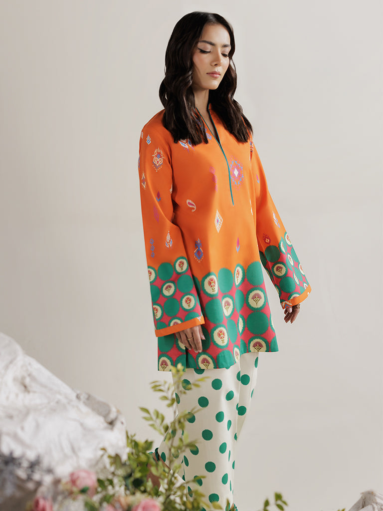 Rajbari | Amal Summer Prints Exclusive | Amal Summer Prints - 11 L Orange Lawn