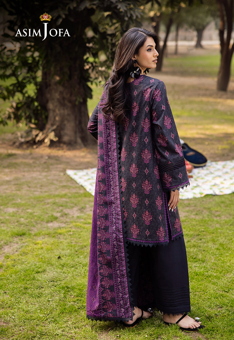 Asim Jofa | Prints Drop 2 | AJUBJ-24 S Dark Purple Lawn