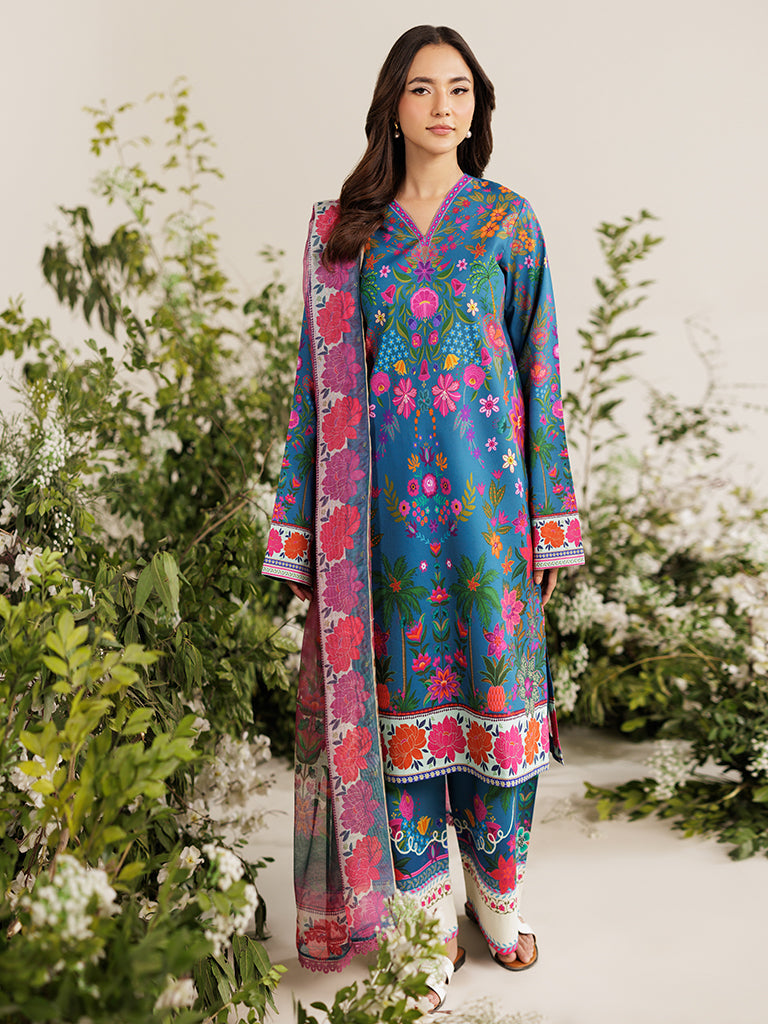Rajbari | Amal Summer Prints Exclusive | Amal Summer Prints - 05 XS Blue Lawn