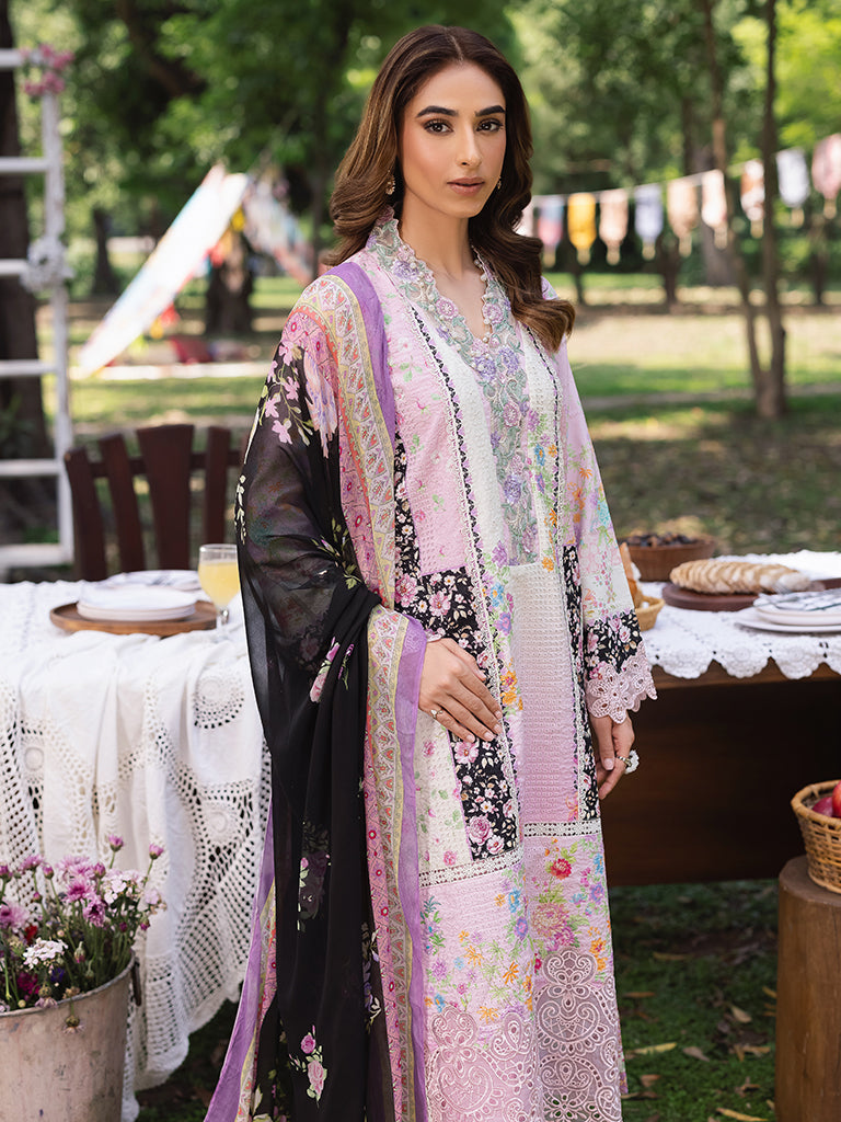 Rajbari | Schiffli Printkari Exclusive | Schiffli Printkari - 01 L Light Pink Lawn