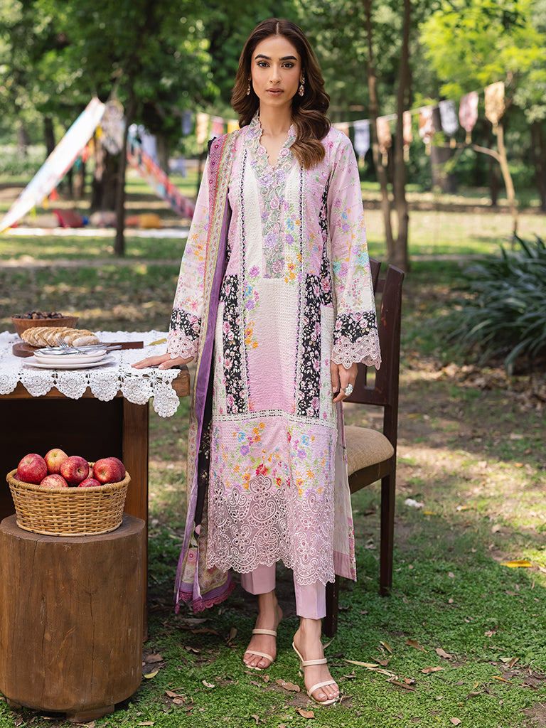 Rajbari | Schiffli Printkari Exclusive | Schiffli Printkari - 01 XS Light Pink Lawn
