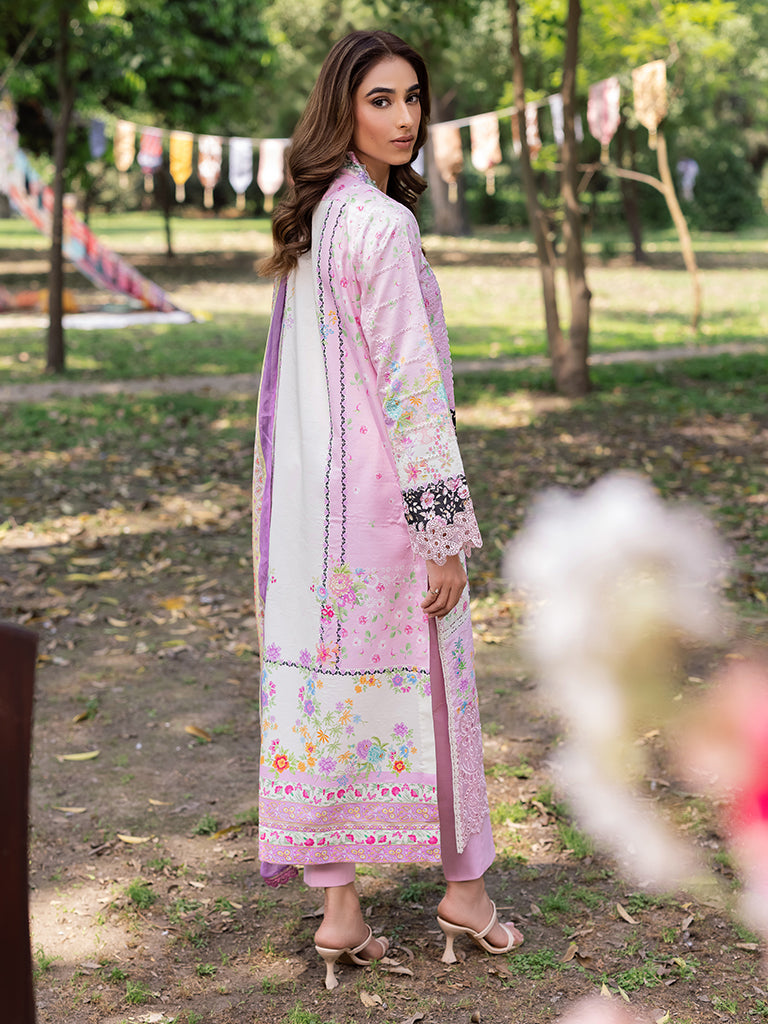 Rajbari | Schiffli Printkari Exclusive | Schiffli Printkari - 01 S Light Pink Lawn
