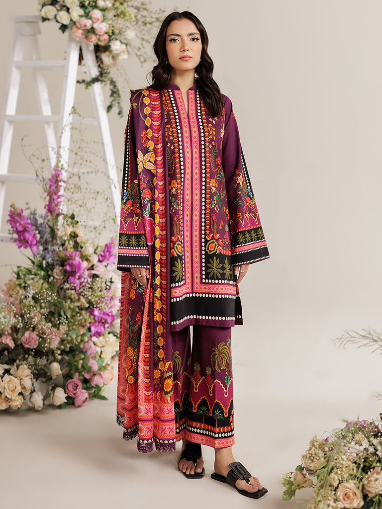 Rajbari | Amal Summer Prints Exclusive | Amal Summer Prints - 03 XS Wine Berry Lawn