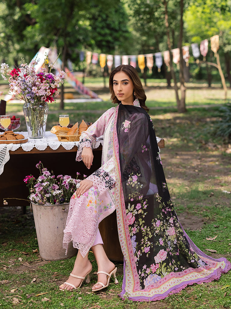 Rajbari | Schiffli Printkari Exclusive | Schiffli Printkari - 01 XL Light Pink Lawn