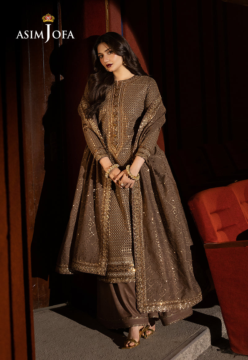 Asim Jofa | Luxury Festive Rejoice | AJLFF-08 XL Coral Gold Paper Cotton
