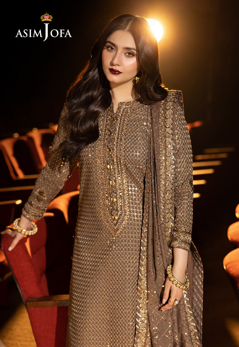 Asim Jofa | Luxury Festive Rejoice | AJLFF-08 M Coral Gold Paper Cotton