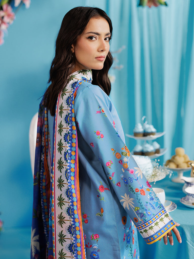 Rajbari | Amal Summer Prints Exclusive | Amal Summer Prints - 08 XL Dusty Blue Lawn