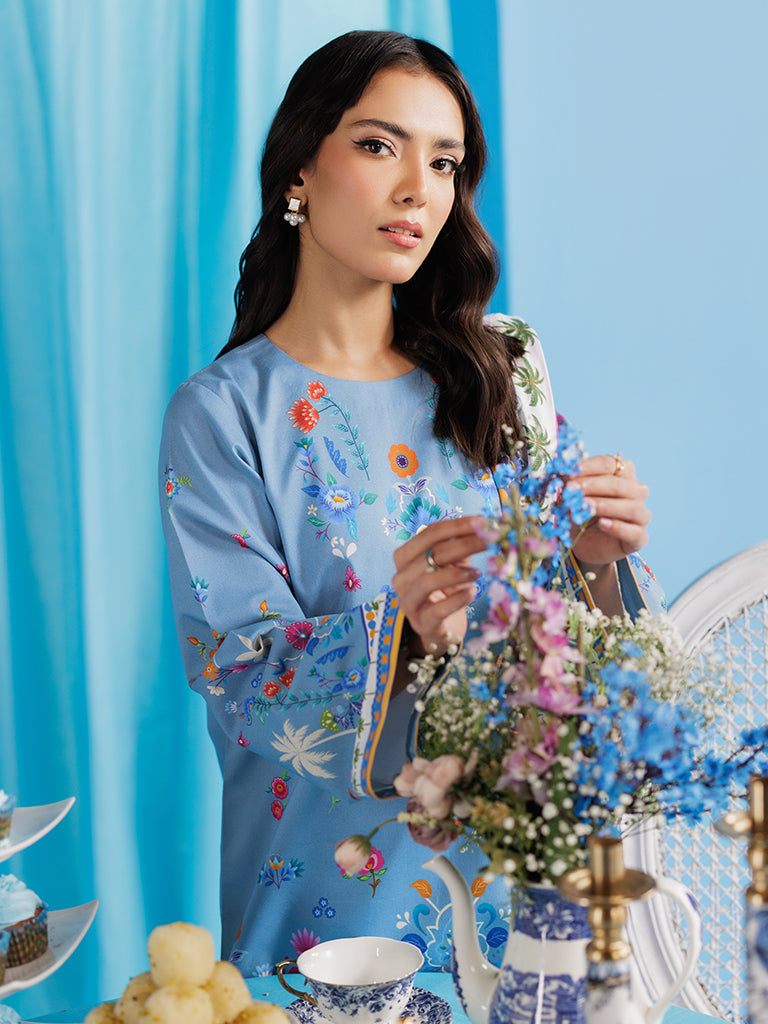 Rajbari | Amal Summer Prints Exclusive | Amal Summer Prints - 08 L Dusty Blue Lawn