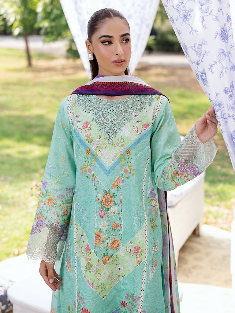 Rajbari | Schiffli Printkari Exclusive | Schiffli Printkari - 05 M Ferozi Lawn