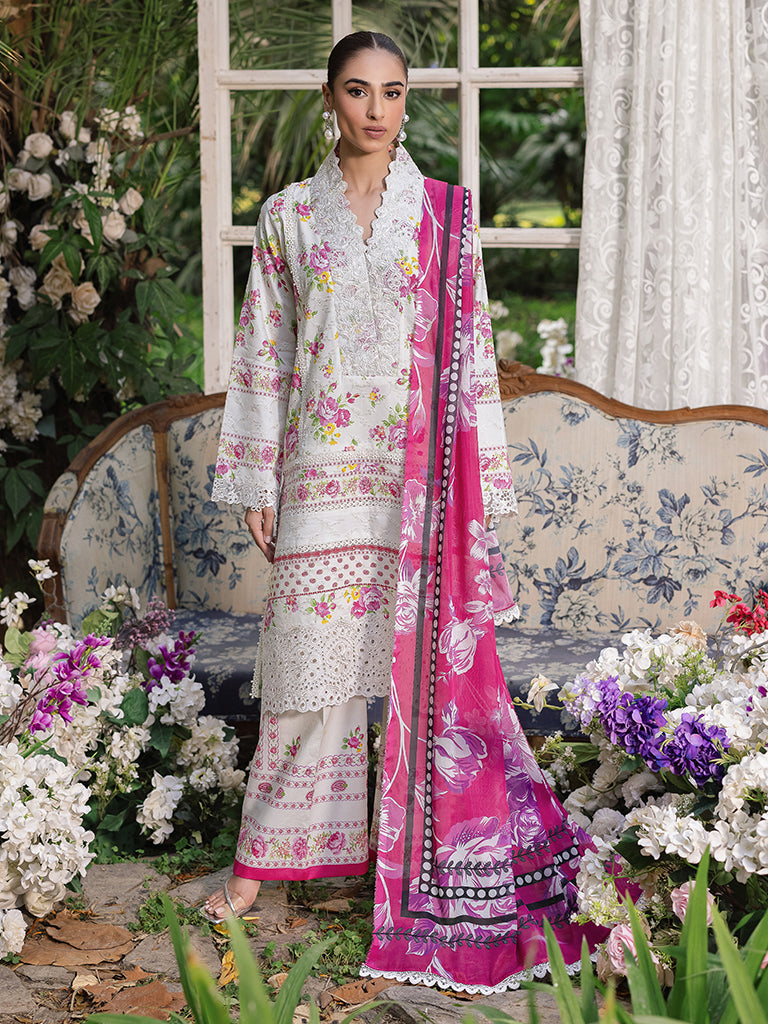 Rajbari | Schiffli Printkari Exclusive | Schiffli Printkari - 02 XS Pastel Gray Lawn