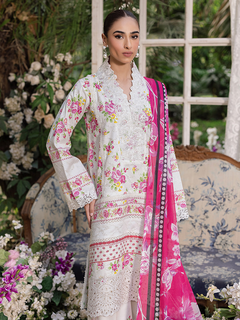 Rajbari | Schiffli Printkari Exclusive | Schiffli Printkari - 02 L Pastel Gray Lawn