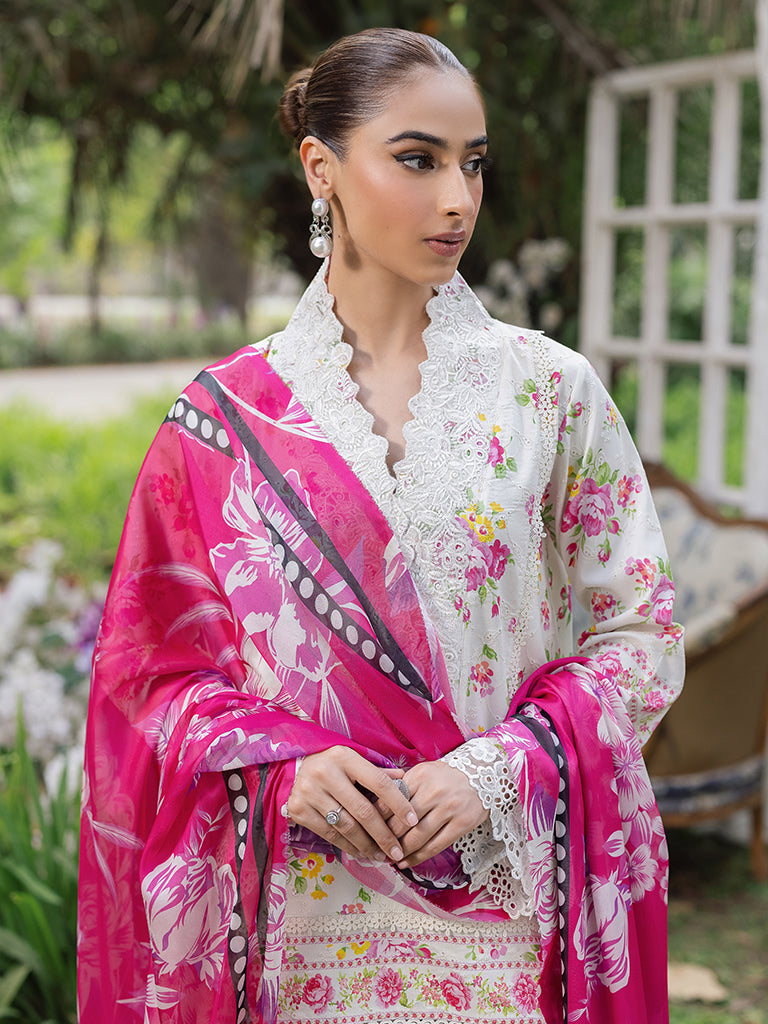 Rajbari | Schiffli Printkari Exclusive | Schiffli Printkari - 02 M Pastel Gray Lawn