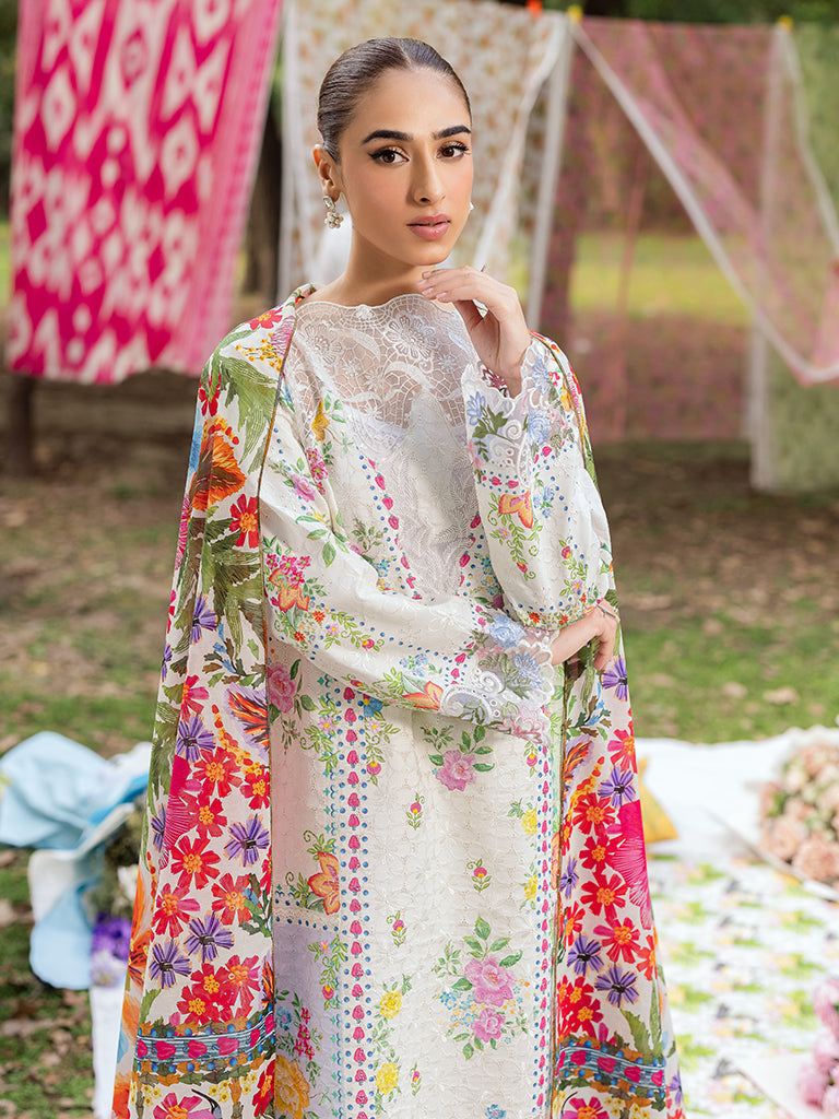 Rajbari | Schiffli Printkari Exclusive | Schiffli Printkari - 08 M Off White Lawn