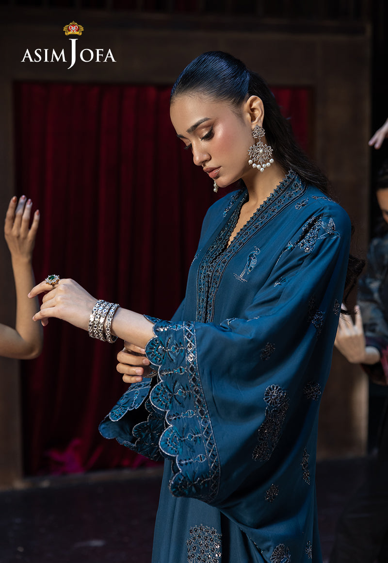 Asim Jofa | Festive Opulence | AJFO-01 L Teal Boski Silk